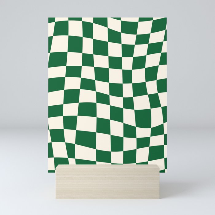 Wavy Checkered Green and White Mini Art Print