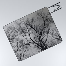 Black and white haunting forest Picnic Blanket