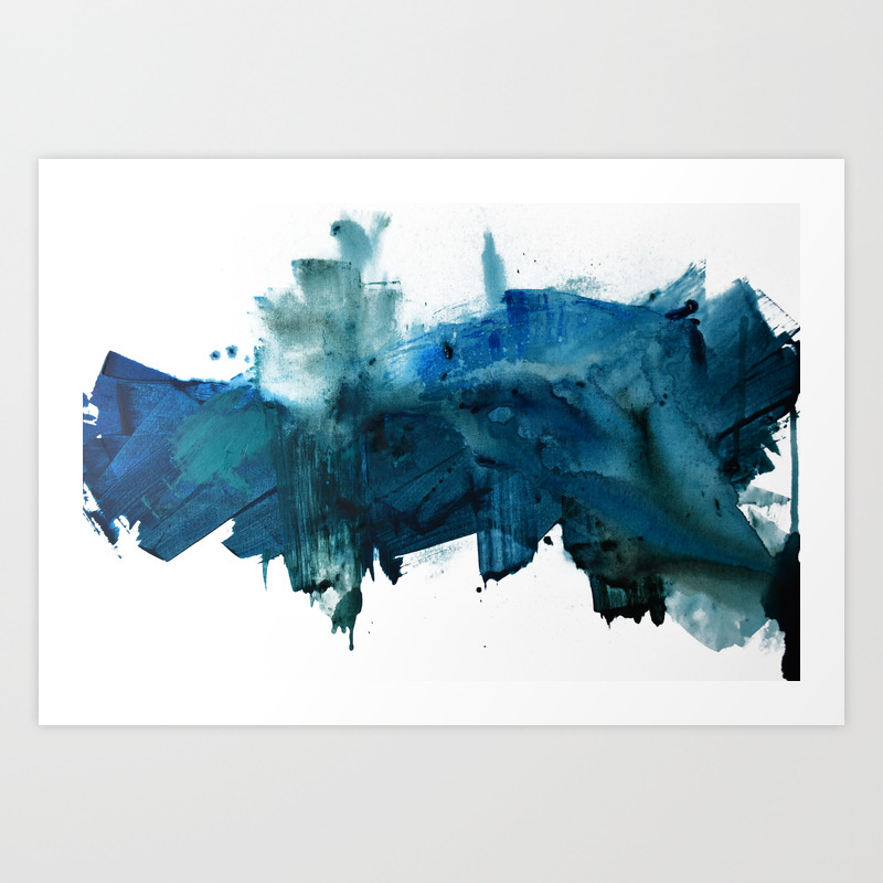 Change: A minimal abstract acrylic painting in blue and green by Alyssa  Hamilton Art Art Print