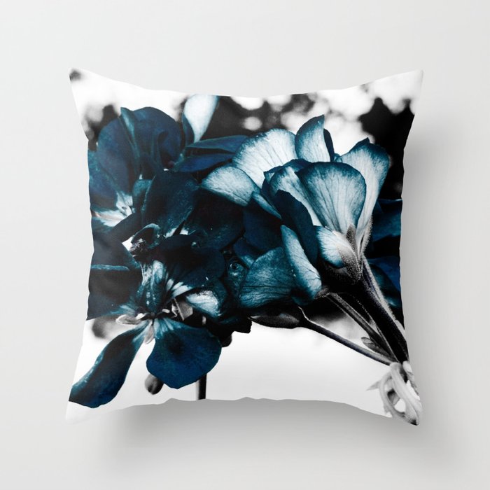 Deep Ocean Teal Flowers Pop of Color Throw Pillow by