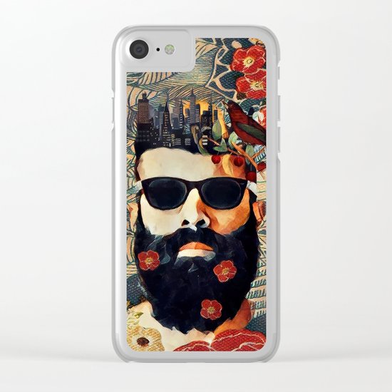 Beard and glasses Clear iPhone Case