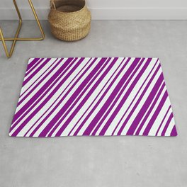 [ Thumbnail: Mint Cream & Purple Colored Stripes Pattern Rug ]