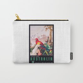 1935 AUSTRALIA Parrots Travel Poster Carry-All Pouch | Rainbowlorikeet, Vintageaustralia, Parrotart, Kingparrot, Galah, Australianparrots, Downunder, Australia, Australian, Australiantravel 