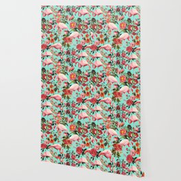 Floral and Flemingo IV Pattern Wallpaper