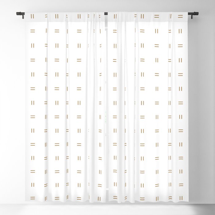 Minimal Gold Lines on White - Modern Scandi Chic Geometric Block Print Pattern Blackout Curtain