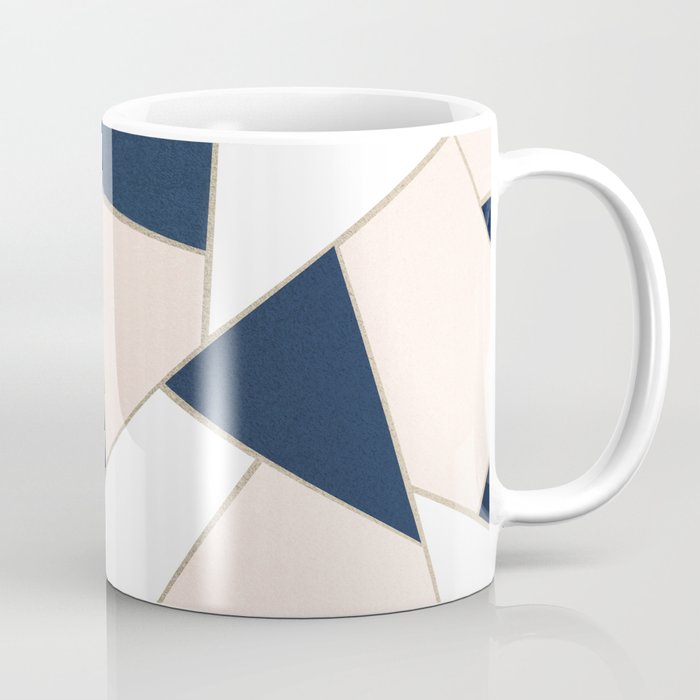 Navy Blue Blush White Gold Geometric Glam #1 #geo #decor #art #society6 Coffee Mug