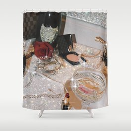 GIRLS PARTY - aesthetic glitter collage art work, weekend vibes, glamour and chick , luxury vibes. Shower Curtain