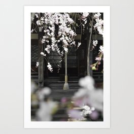 Prayer Bell Under The Cherry Blossoms Art Print | Cherryblossomtree, Nature, Bell, Prayerbell, Japanesesakura, Photo, Tokyo, Buddhisttemple, Cherryblossoms, Color 