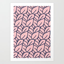 Minimal Modern Pink Leaf Pattern Art Print