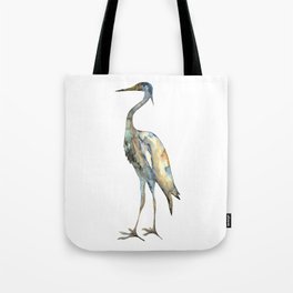 Crane #2 - Bird Ink Painting in subdued blue Tote Bag