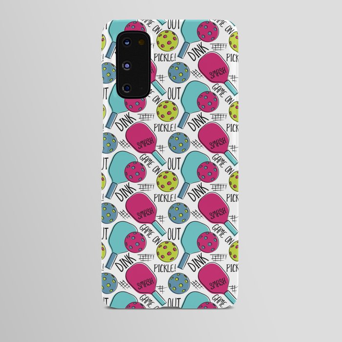 Pickleball Pattern Graphic Blue Magenta Lime Android Case