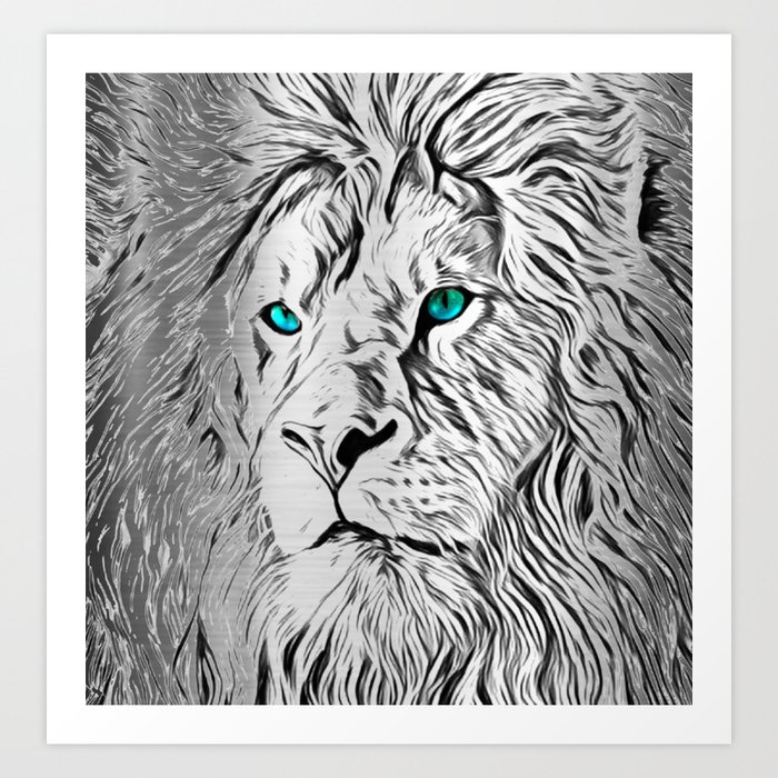 Silver Lion Art Print