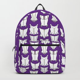 Royal Purple Corset Pattern Print Backpack | Pattern, Illustrated, Print, Drawing, Patterned, Digital, Retro, Vintage, Farmhouse, Purple 