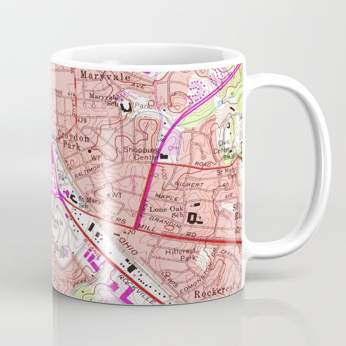 Vintage Map of Rockville Maryland (1965) Coffee Mug