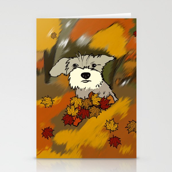 Schnauzer In Fall Leaves Stationery Cards | Drawing, Schnauzer, Schnauzer-puppy, Schnauzer-in-fall, Fall-leaves, Puppy-in-leaves, Autumn-leaves, Autumn, Schnauzer-in-autumn, Fall-colors