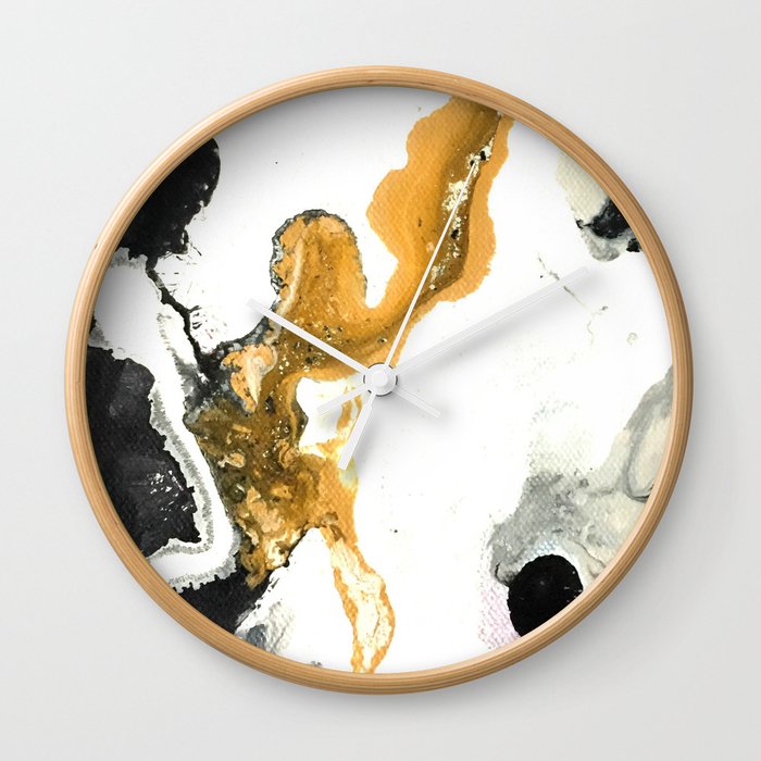 Black white and gold Wall Clock