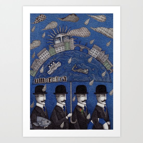 Four Men Waiting Art Print