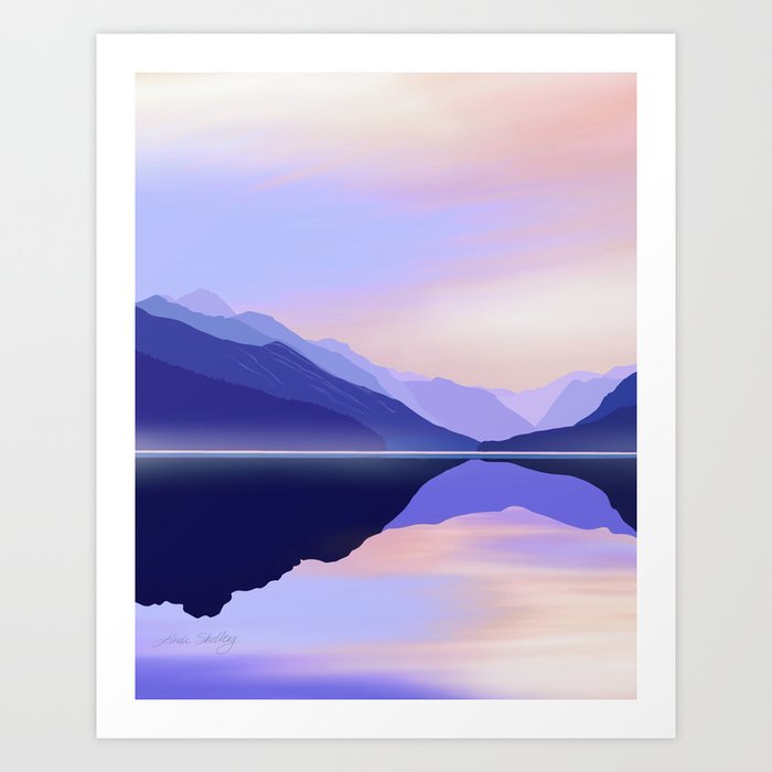 Lake Relections - Periwinkle Art Print
