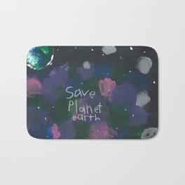 Save Planet Earth Bath Mat | Youth, Acrylic, Galaxy, Painting, Earth, Stars 