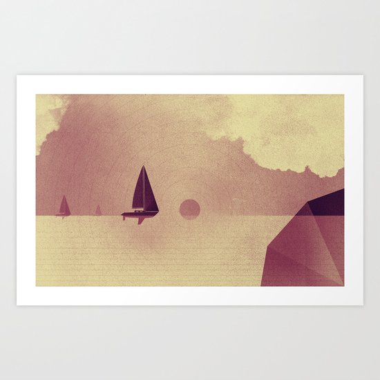 Sailing boats love ocean Art Print