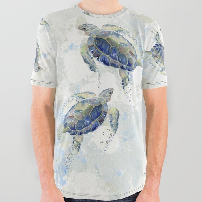 Swimming Together 2 - Sea Turtle  All Over Graphic Tee