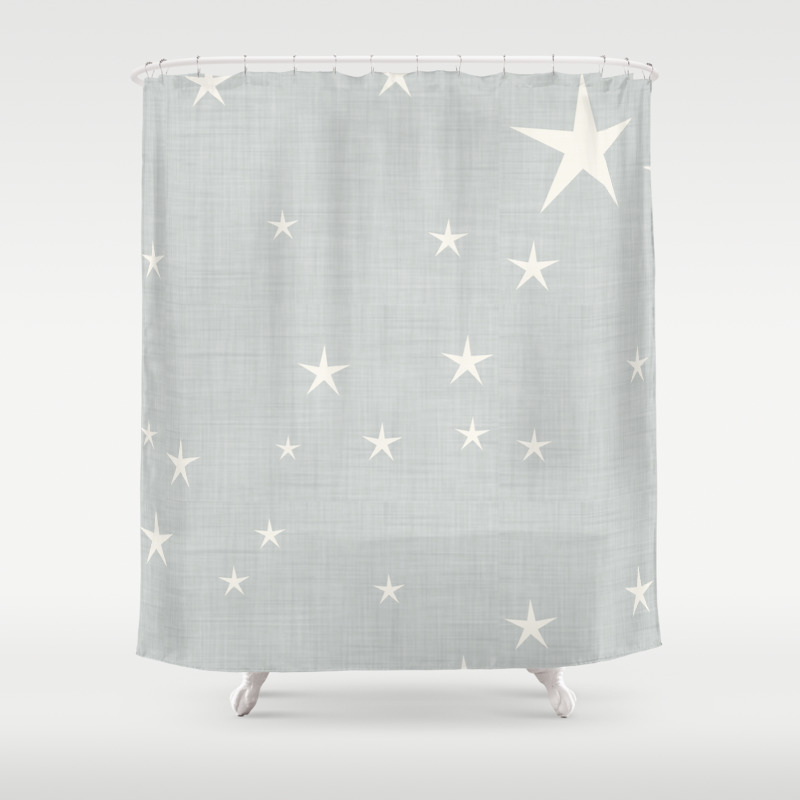 Grey Star With Fabric Texture Narwhal, The Texture Collection Shower Curtain