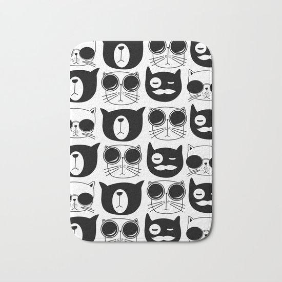 Hipster Cats Bath Mat