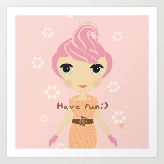 Ice-cream Girl Art Print