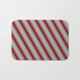 [ Thumbnail: Dark Gray and Maroon Colored Stripes Pattern Bath Mat ]