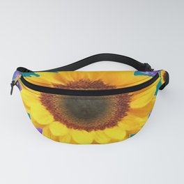 SUNFLOWER PURPLE PANSY PATTERNS TEAL COLOR ART Fanny Pack