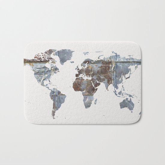 World Map(metal) Bath Mat