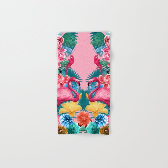 Flamingo and Tropical garden Hand & Bath Towel