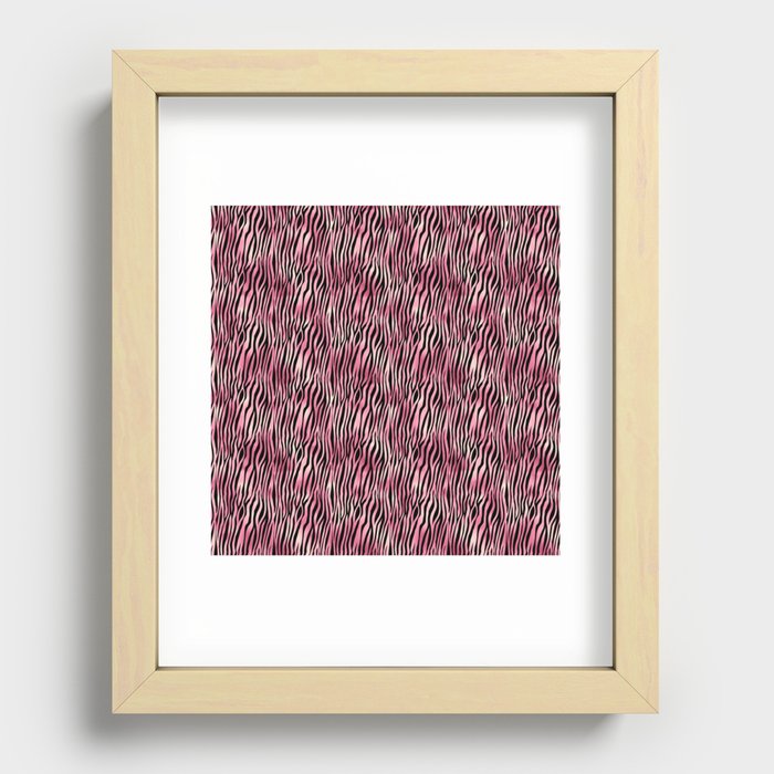 Pink Black Tiger Stripes Pattern Recessed Framed Print