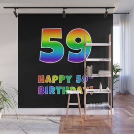 [ Thumbnail: HAPPY 59TH BIRTHDAY - Multicolored Rainbow Spectrum Gradient Wall Mural ]