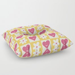 Spring of Flowers and Love - Pink and Yellow Happy Floor Pillow