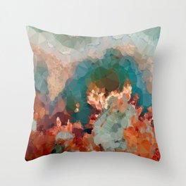 Turquoise Copper Agate Low Poly Geometric Triangles Throw Pillow
