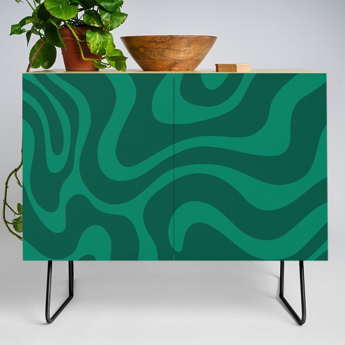 Warped Swirl Marble Pattern (emerald green) Credenza