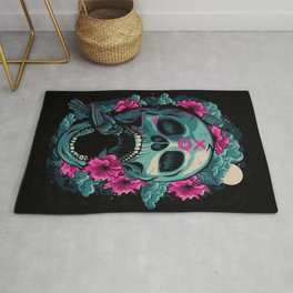 Inflorized Skull Rug | Skull, Flower, Acrylic, Space, Pastel, Graphite, Colored Pencil, Case, Pattern, Drawing 