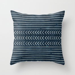 arrow stripes - cream on dark blue Throw Pillow