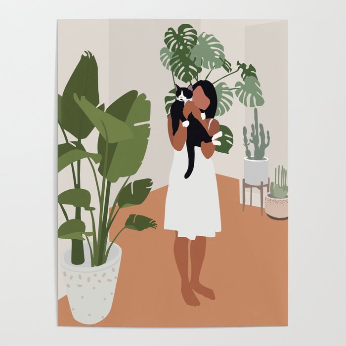Plant lady and her cat Poster