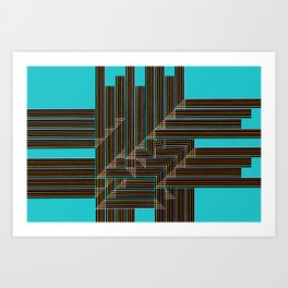 Multyplied parallel and perpendicular hand-drawn color pen lines in blue "Geometric Works" Art Print | Multypliedlines, Perpendicularlines, Drawing, Parallellines, Blulines, Geometriclines, Lineart, Multypliedgeometry, Istvanocztos, Linedrawing 