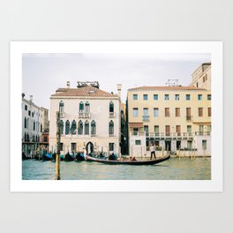 Gondola in the canals of Venice, Italy | Pastel colorful travel photography in Europe Art Print