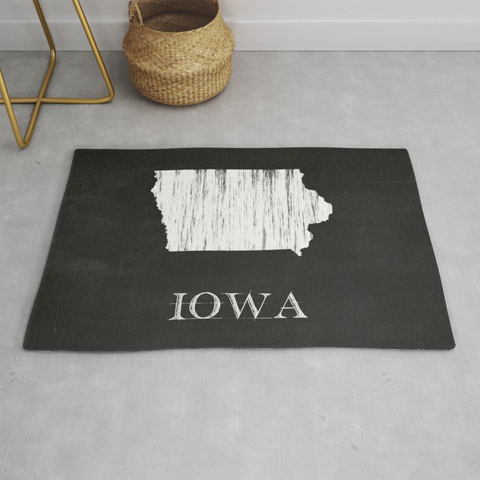 Iowa State Map Chalk Drawing Rug