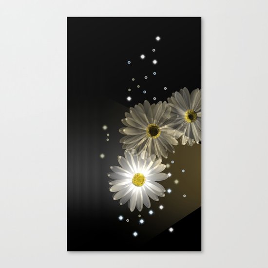 Sparkling modern daisies Canvas Print