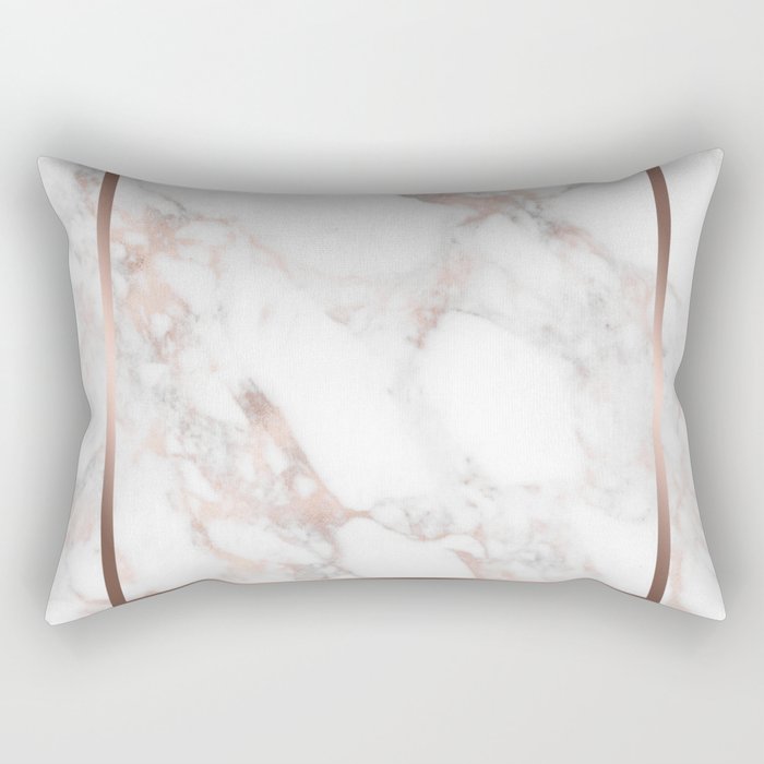 Luxury Rose-gold Faux Marble Rectangular Pillow