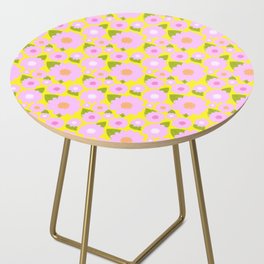 Pretty Pink Summer Flowers On Sunny Yellow Side Table