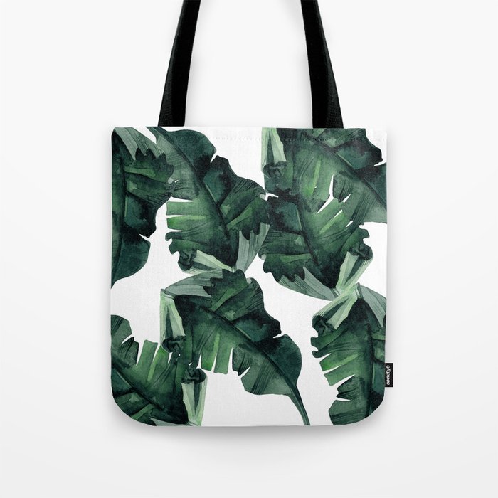 Banana Leaves Pattern Green Tote Bag