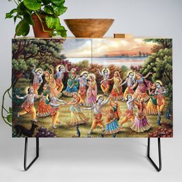 Krishna Dances in the Raslila with the Gopis Credenza