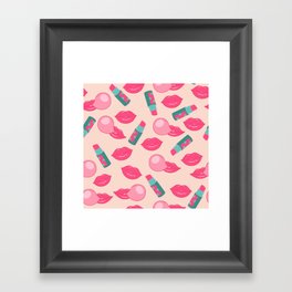 pink lips Framed Art Print