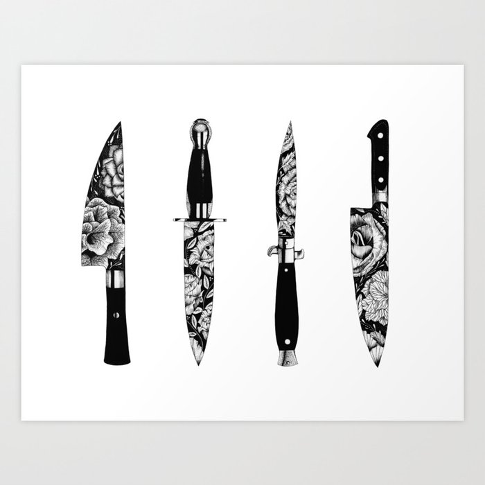 Floral Knives Art Print by Bellalaika